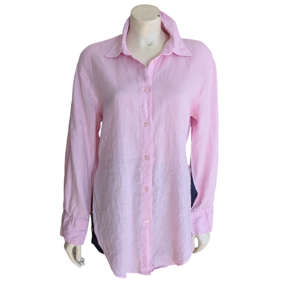 Zara Pink Linen Tunic Shirt Size Small